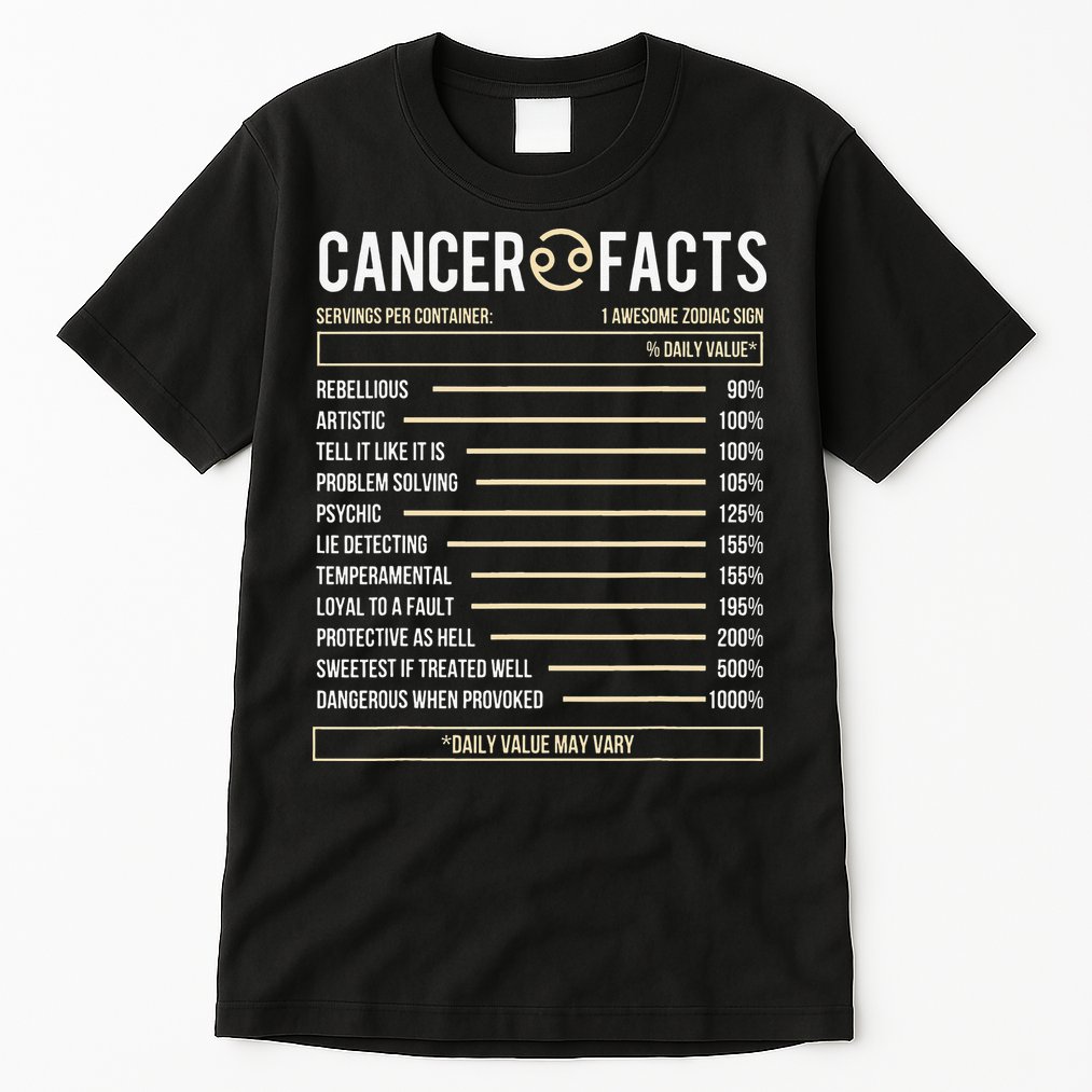 Cancer Facts Zodiac Sign Birthday Horoscope Astrology Tall T-Shirt