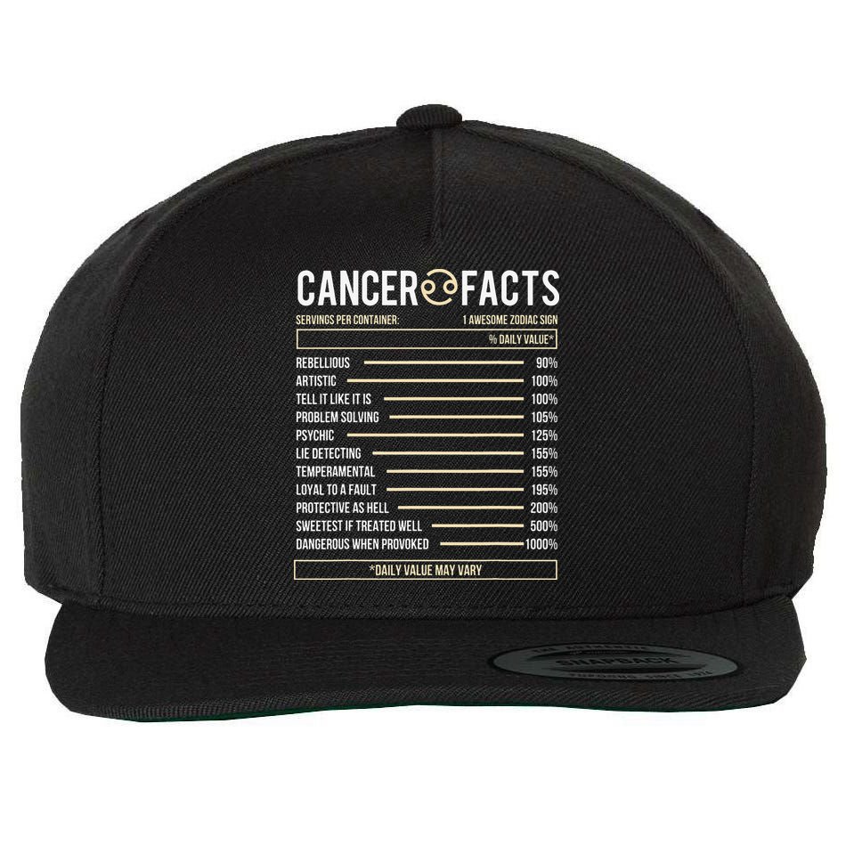 Cancer Facts Zodiac Sign Birthday Horoscope Astrology Wool Snapback Cap