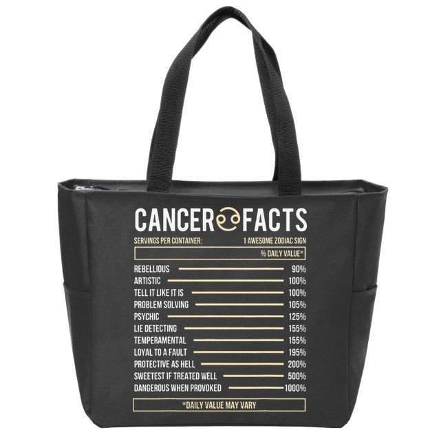 Cancer Facts Zodiac Sign Birthday Horoscope Astrology Zip Tote Bag
