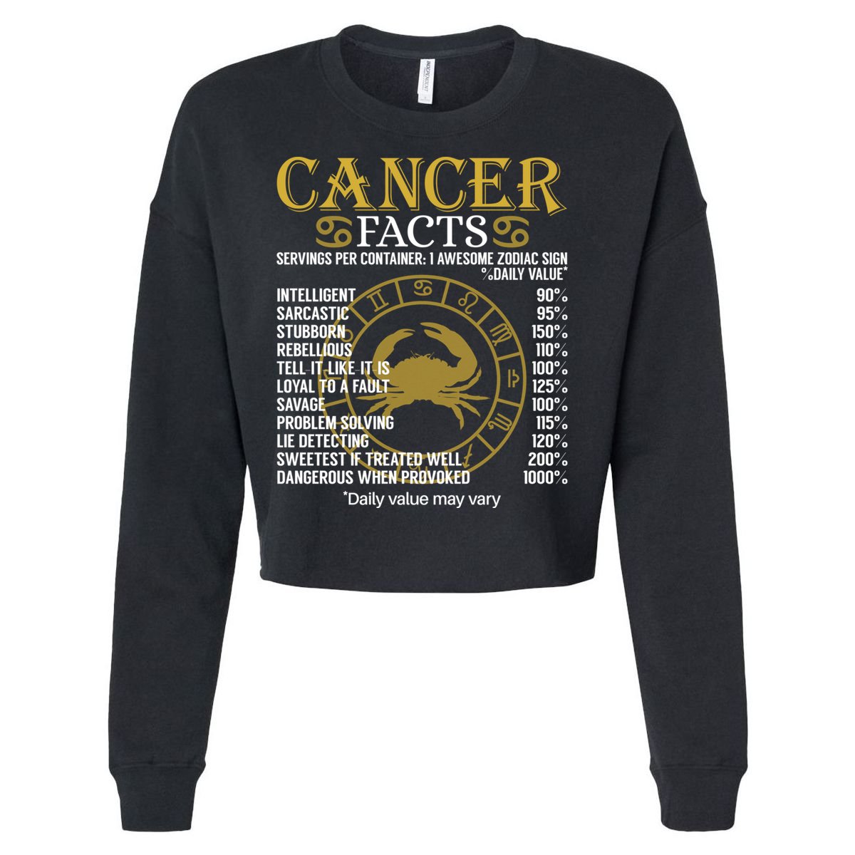 Cancer Facts Zodiac Sign Gift Great Gift Cropped Pullover Crew