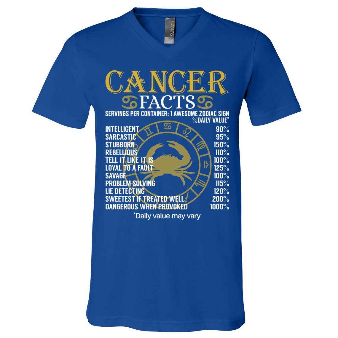Cancer Facts Zodiac Sign Gift Great Gift V-Neck T-Shirt
