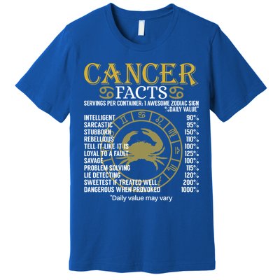 Cancer Facts Zodiac Sign Gift Great Gift Premium T-Shirt