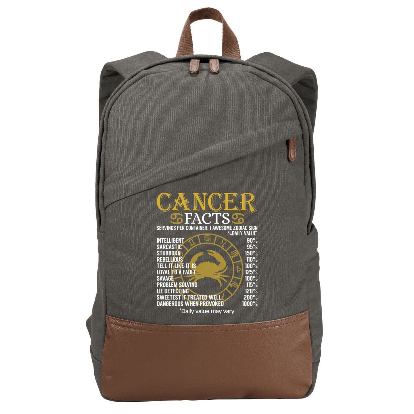 Cancer Facts Zodiac Sign Gift Great Gift Cotton Canvas Backpack