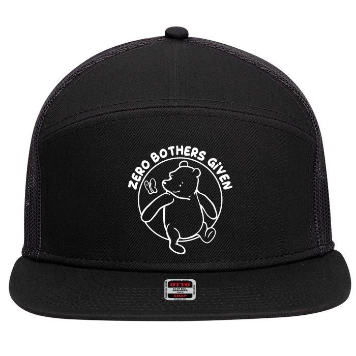 Cute Funny Zero Bothers Given 7 Panel Mesh Trucker Snapback Hat