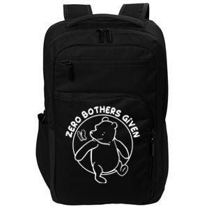 Cute Funny Zero Bothers Given Impact Tech Backpack