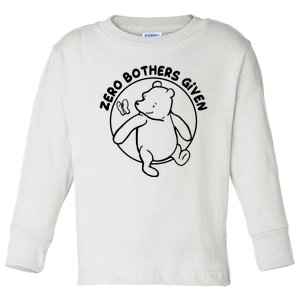 Cute Funny Zero Bothers Given Toddler Long Sleeve Shirt