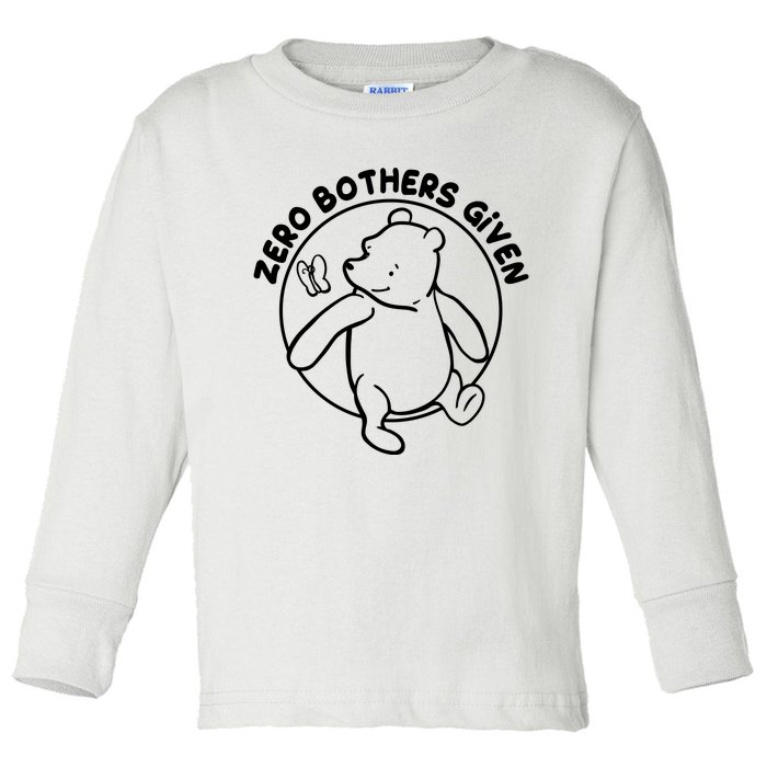 Cute Funny Zero Bothers Given Toddler Long Sleeve Shirt