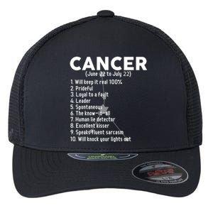 Cancer Facts Zodiac Sign Astrology Funny Gift Flexfit Unipanel Trucker Cap