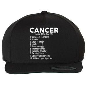 Cancer Facts Zodiac Sign Astrology Funny Gift Wool Snapback Cap