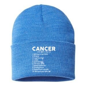 Cancer Facts Zodiac Sign Astrology Funny Gift Sustainable Knit Beanie