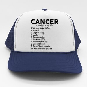 Cancer Facts Zodiac Sign Astrology Funny Gift Trucker Hat