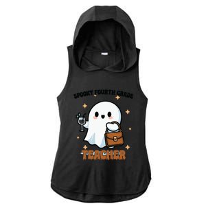 Cute Ghost 4th Grade Teacher Spooky Fourth Grade Teacher Gift Ladies PosiCharge Tri-Blend Wicking Draft Hoodie Tank