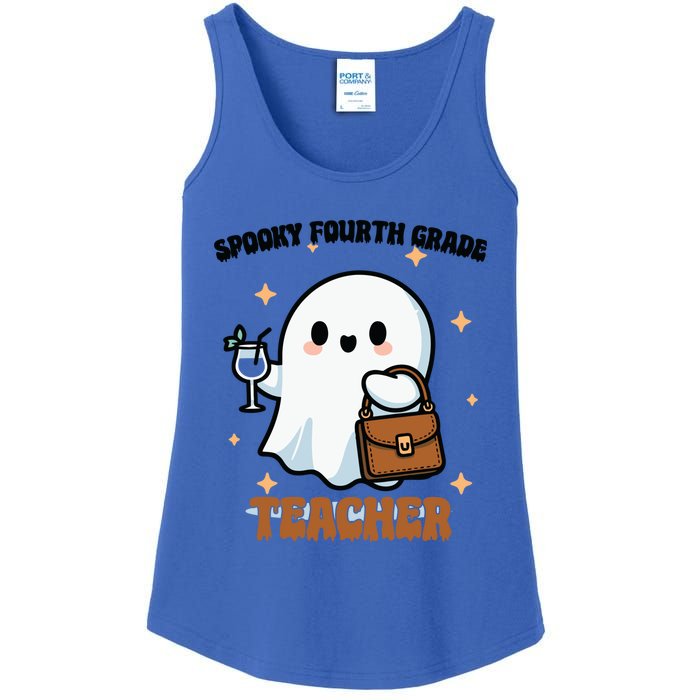 Cute Ghost 4th Grade Teacher Spooky Fourth Grade Teacher Gift Ladies Essential Tank