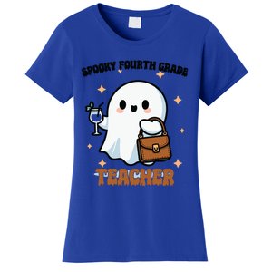 Cute Ghost 4th Grade Teacher Spooky Fourth Grade Teacher Gift Women's T-Shirt