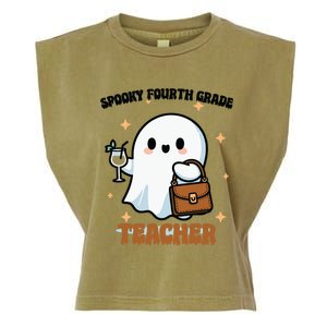 Cute Ghost 4th Grade Teacher Spooky Fourth Grade Teacher Gift Garment-Dyed Women's Muscle Tee