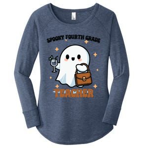 Cute Ghost 4th Grade Teacher Spooky Fourth Grade Teacher Gift Women's Perfect Tri Tunic Long Sleeve Shirt