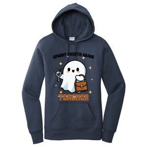 Cute Ghost 4th Grade Teacher Spooky Fourth Grade Teacher Gift Women's Pullover Hoodie