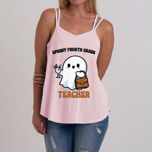 Cute Ghost 4th Grade Teacher Spooky Fourth Grade Teacher Gift Women's Strappy Tank