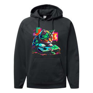 Cat Gaming 8bit Gaming Performance Fleece Hoodie