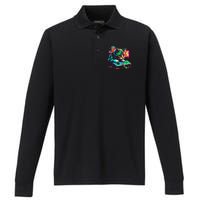 Cat Gaming 8bit Gaming Performance Long Sleeve Polo