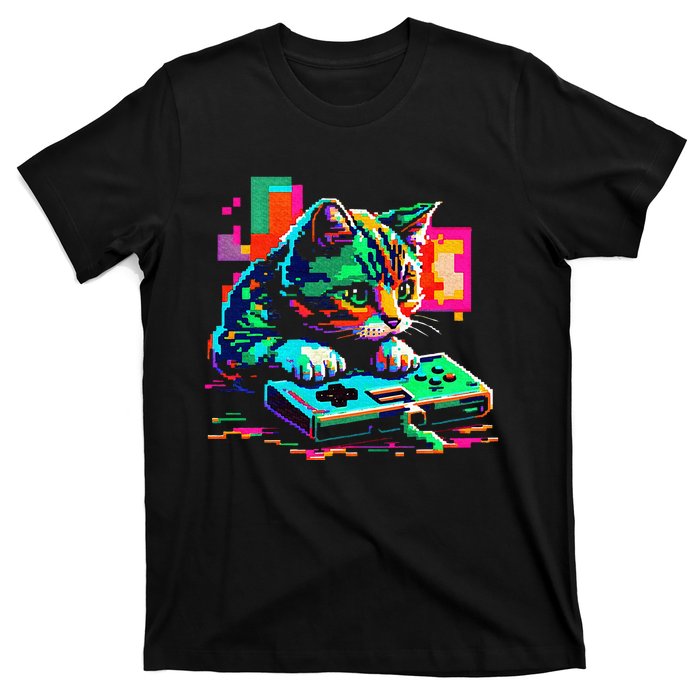 Cat Gaming 8bit Gaming T-Shirt