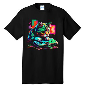 Cat Gaming 8bit Gaming Tall T-Shirt