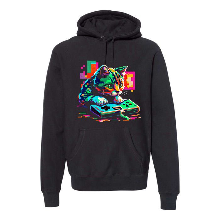 Cat Gaming 8bit Gaming Premium Hoodie