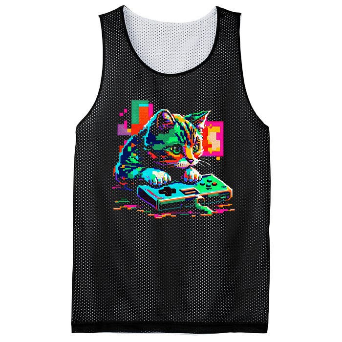 Cat Gaming 8bit Gaming Mesh Reversible Basketball Jersey Tank