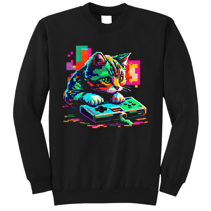 Cat Gaming 8bit Gaming Tall Sweatshirt