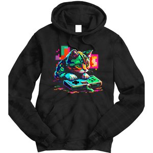 Cat Gaming 8bit Gaming Tie Dye Hoodie