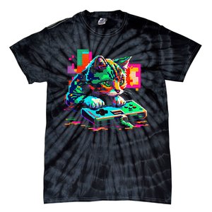 Cat Gaming 8bit Gaming Tie-Dye T-Shirt