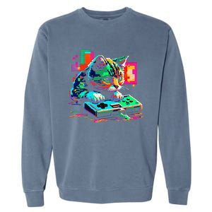 Cat Gaming 8bit Gaming Garment-Dyed Sweatshirt