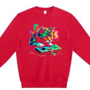 Cat Gaming 8bit Gaming Premium Crewneck Sweatshirt