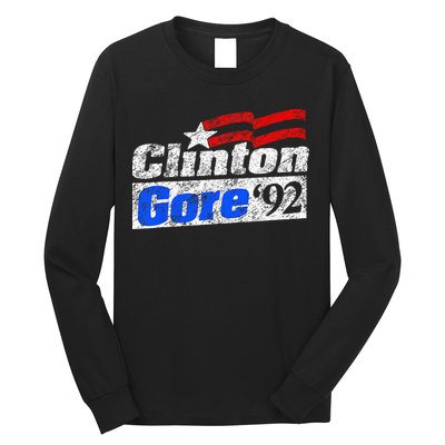 Clinton Gore 92 Presidential Campaign Vintage Retro Gift Long Sleeve Shirt