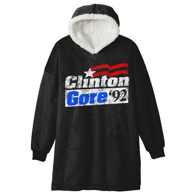 Clinton Gore 92 Presidential Campaign Vintage Retro Gift Hooded Wearable Blanket
