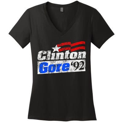 Clinton Gore 92 Presidential Campaign Vintage Retro Gift Women's V-Neck T-Shirt