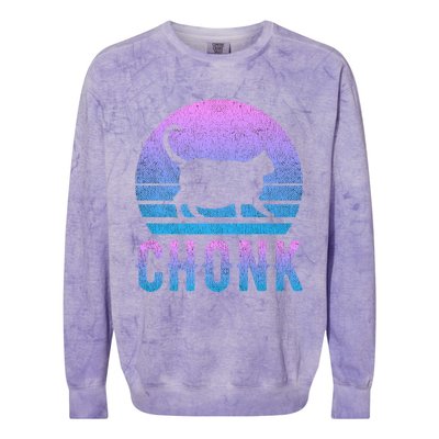 Chonk Gradient 90´S Funny Retro Fat Cat Meme Colorblast Crewneck Sweatshirt