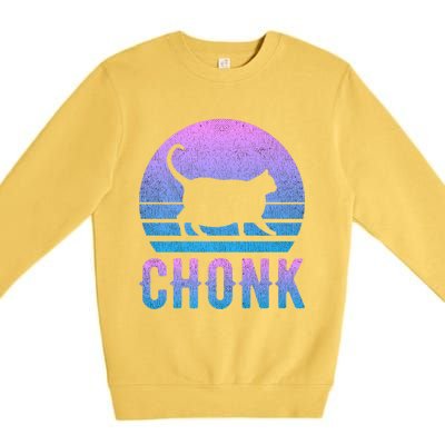 Chonk Gradient 90´S Funny Retro Fat Cat Meme Premium Crewneck Sweatshirt