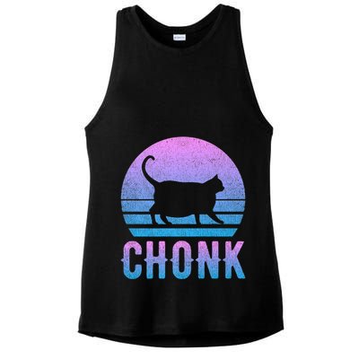 Chonk Gradient 90´S Funny Retro Fat Cat Meme Ladies PosiCharge Tri-Blend Wicking Tank