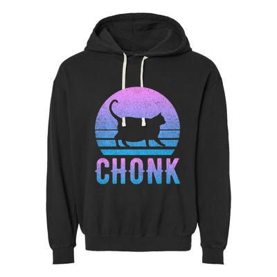 Chonk Gradient 90´S Funny Retro Fat Cat Meme Garment-Dyed Fleece Hoodie
