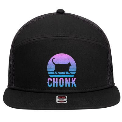 Chonk Gradient 90´S Funny Retro Fat Cat Meme 7 Panel Mesh Trucker Snapback Hat