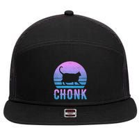 Chonk Gradient 90´S Funny Retro Fat Cat Meme 7 Panel Mesh Trucker Snapback Hat