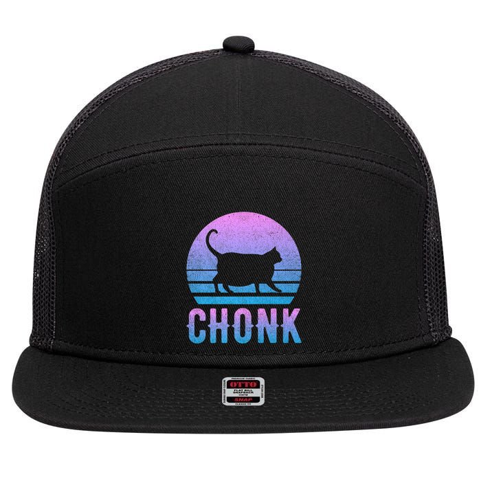 Chonk Gradient 90´S Funny Retro Fat Cat Meme 7 Panel Mesh Trucker Snapback Hat