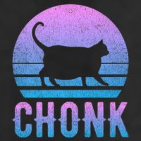 Chonk Gradient 90´S Funny Retro Fat Cat Meme 7 Panel Mesh Trucker Snapback Hat