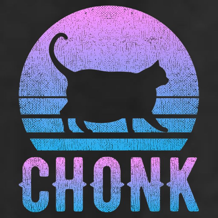 Chonk Gradient 90´S Funny Retro Fat Cat Meme 7 Panel Mesh Trucker Snapback Hat