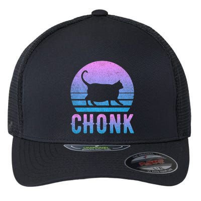 Chonk Gradient 90´S Funny Retro Fat Cat Meme Flexfit Unipanel Trucker Cap