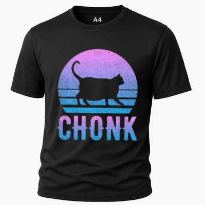 Chonk Gradient 90´S Funny Retro Fat Cat Meme Performance Shirt