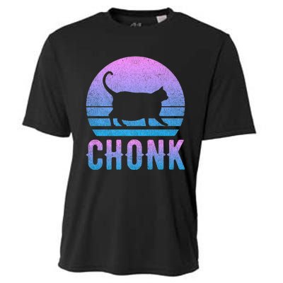 Chonk Gradient 90´S Funny Retro Fat Cat Meme Cooling Performance Crew T-Shirt