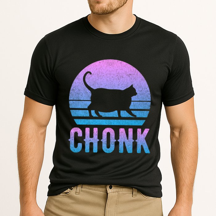 Chonk Gradient 90´S Funny Retro Fat Cat Meme Performance Shirt
