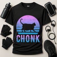 Chonk Gradient 90´S Funny Retro Fat Cat Meme Performance Shirt
